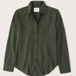 olive green boyfriend flannel shirt from abercrombie & fitch